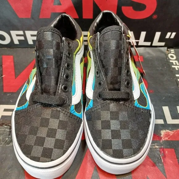 Vans Kids 1 Old Skool Glow Flame Black White VN0A4UHZESY