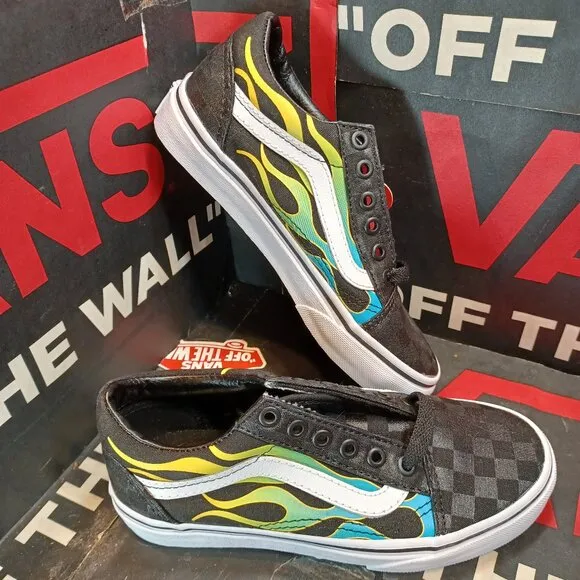 Vans Kids 1 Old Skool Glow Flame Black White VN0A4UHZESY