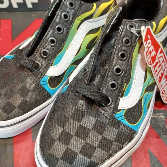 Vans Kids 1 Old Skool Glow Flame Black White VN0A4UHZESY