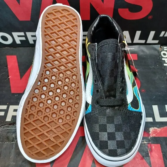 Vans Kids 1 Old Skool Glow Flame Black White VN0A4UHZESY
