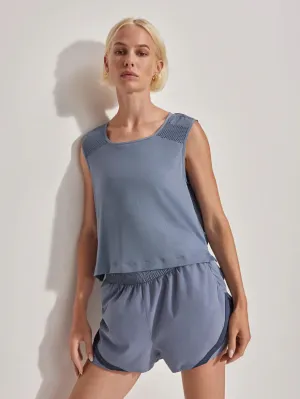 Varley | Nova Seamless Crop Tank {Stone Blue}