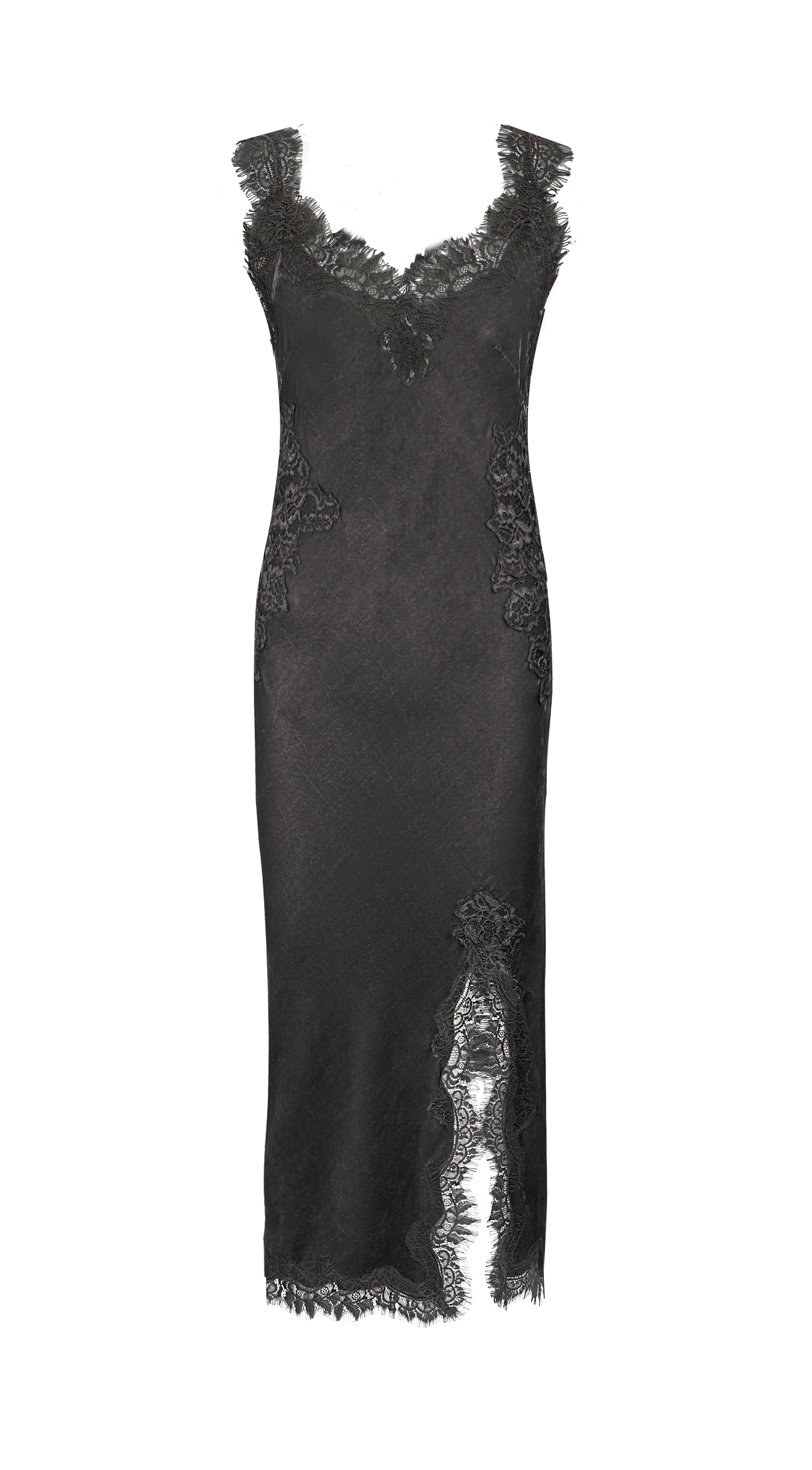 Velvet Harper Strap Long Bias Dress - Dark Grey