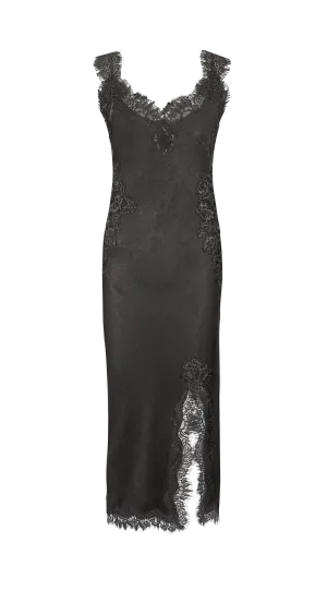 Velvet Harper Strap Long Bias Dress - Dark Grey