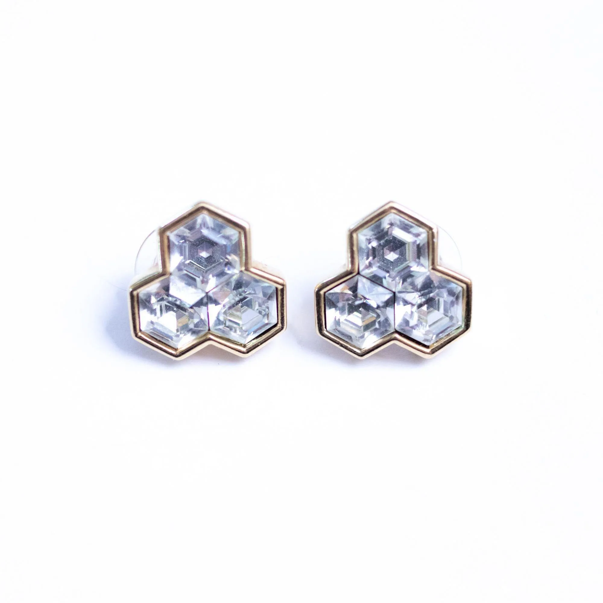 Vintage Savvy Swarovski Pentagon Crystal Statement Earrings