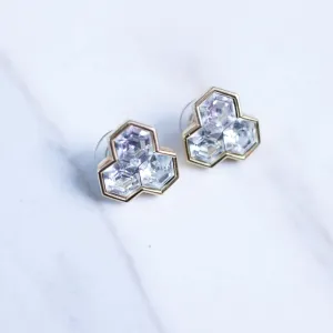 Vintage Savvy Swarovski Pentagon Crystal Statement Earrings