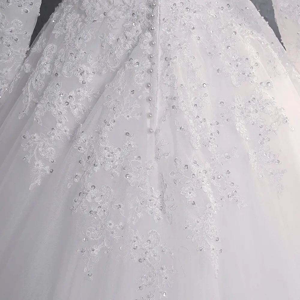 Wedding Dress Elegant High Neck With Train Princess Bride Dress