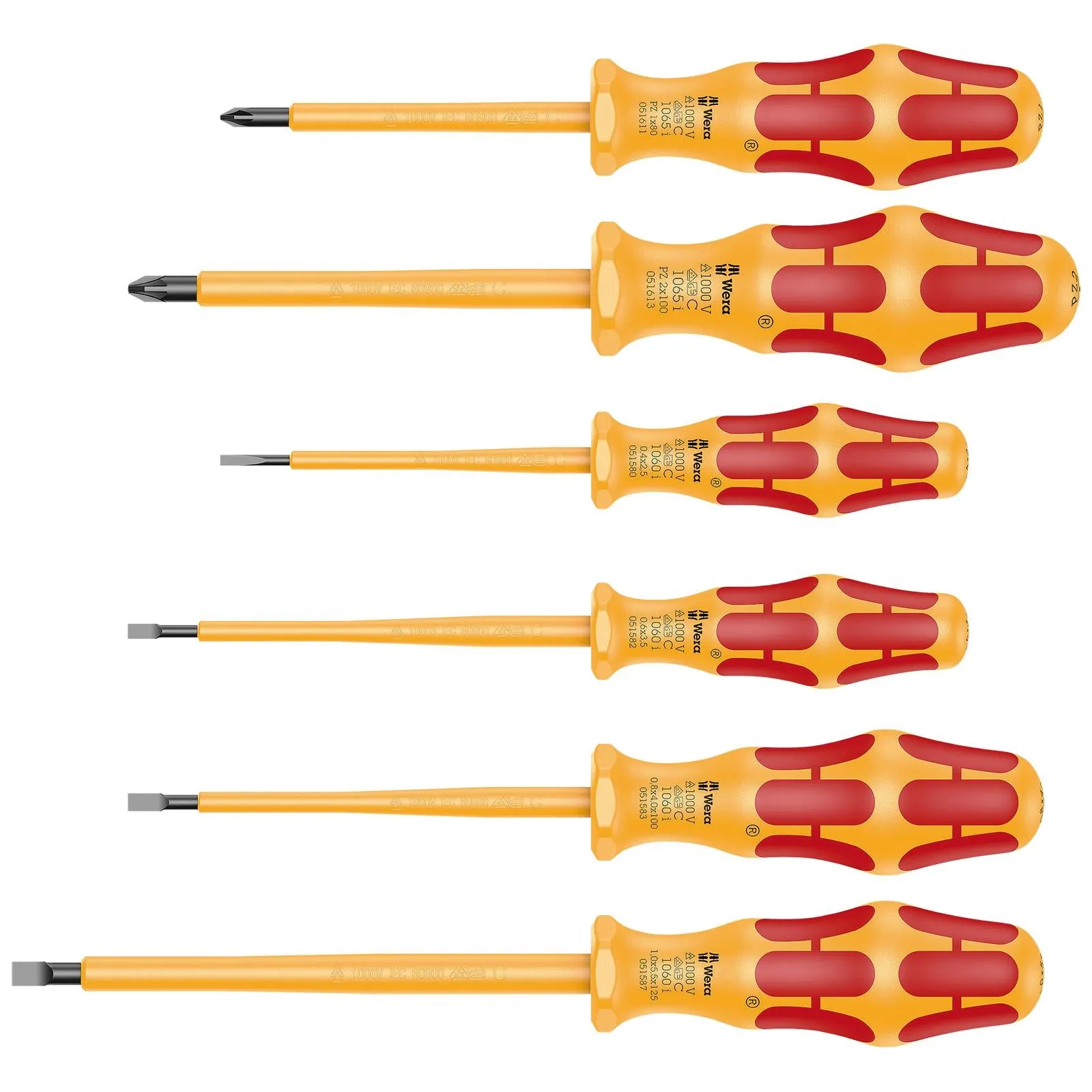 Wera Screwdriver Set Kraftform VDE 6 Pieces Pozi Slotted 1060 i/1065 i/6
