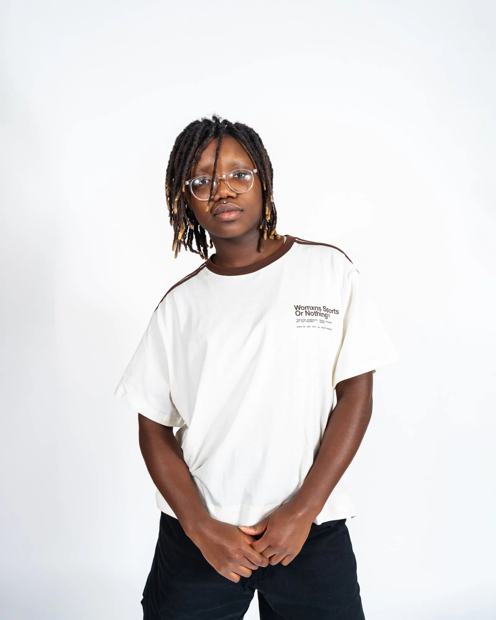 White   Brown Stripe Tee