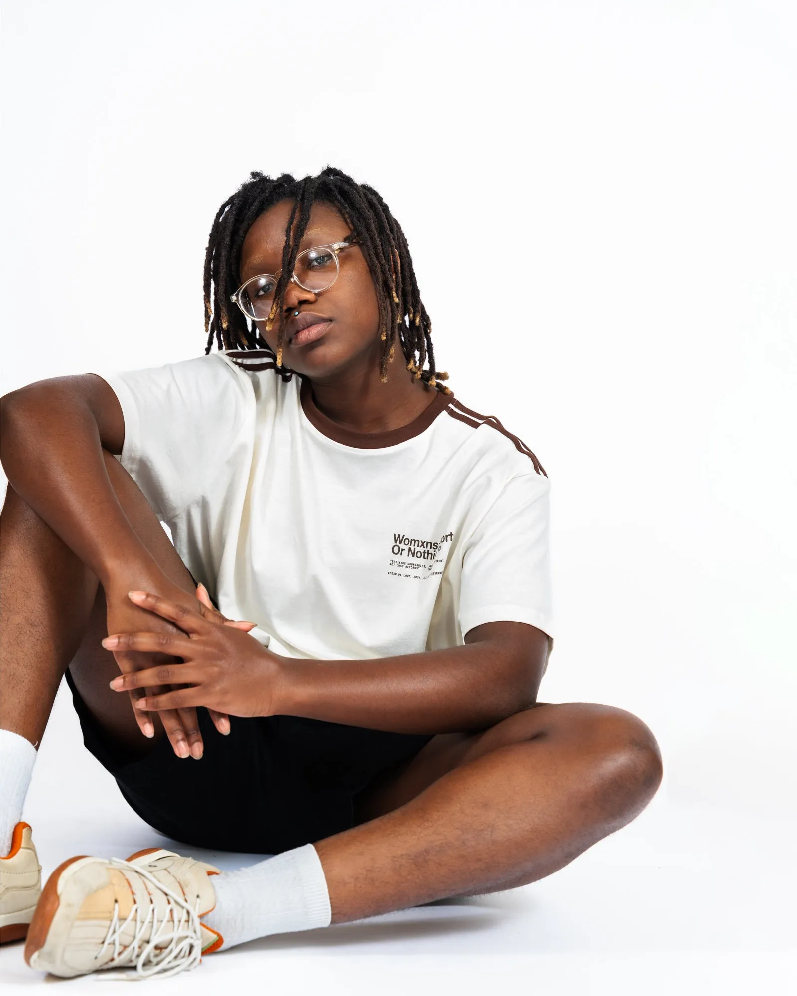 White   Brown Stripe Tee