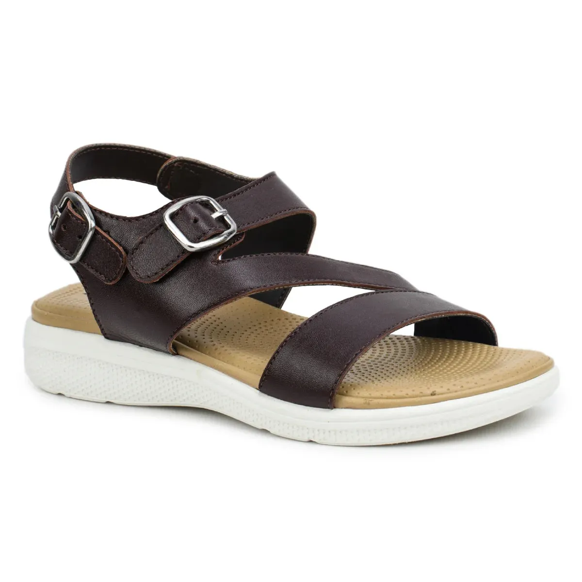 Women’s Leather Sandals 7575 – Classic Design with Buckle & Chunky Sole