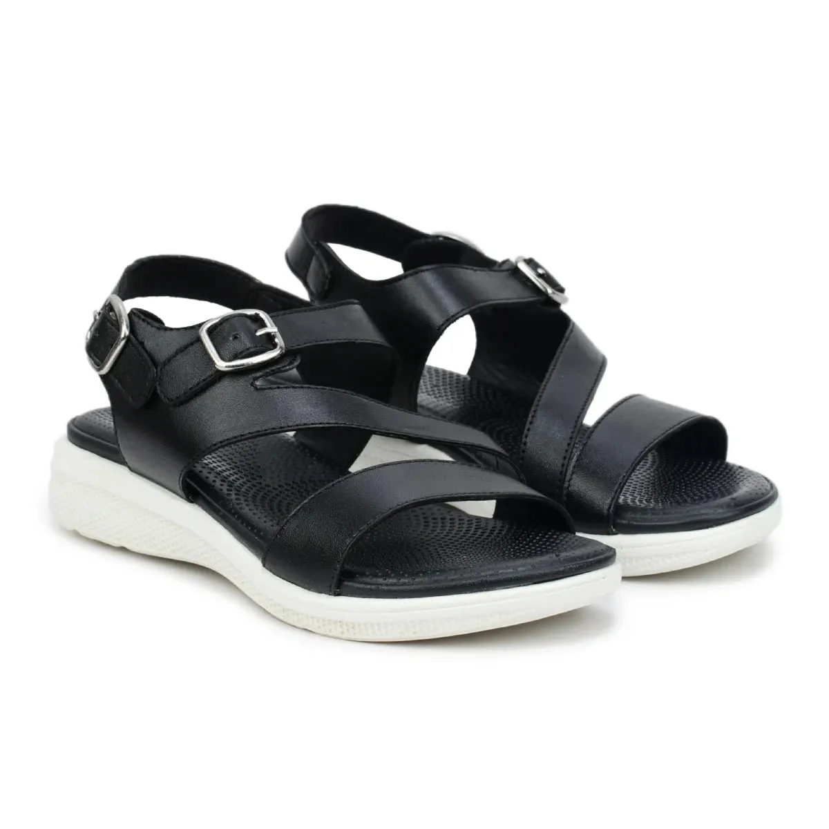 Women’s Leather Sandals 7575 – Classic Design with Buckle & Chunky Sole