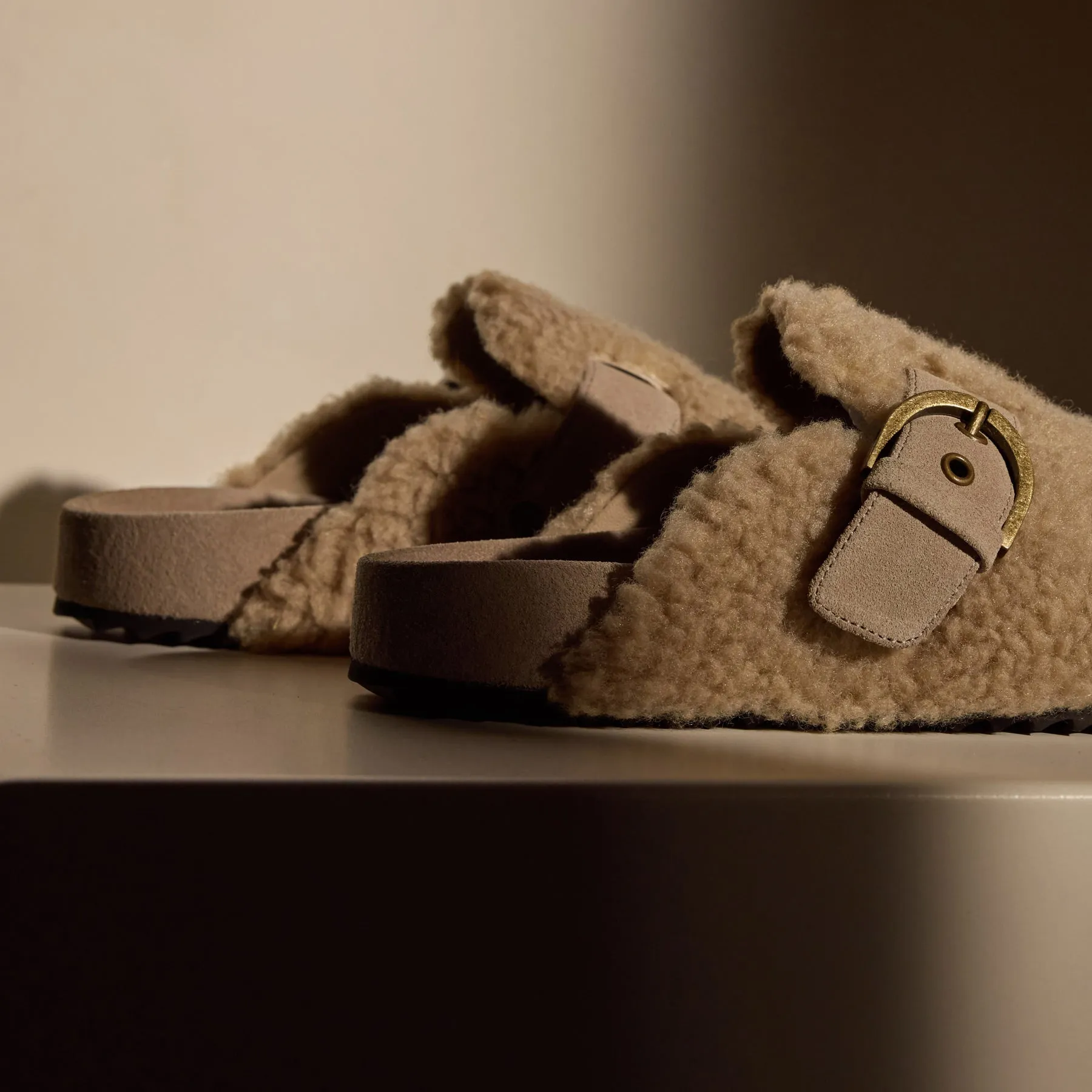 Women's Shearling Slip On Clog - Taupe