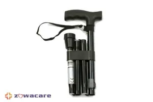 ZOWA FOLD/ADJUSTABLE PLAIN WALKING STICK - BLACK